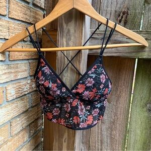 Hollister Black Floral Crop Top